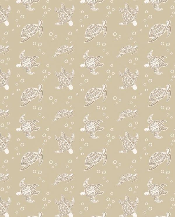 Lewis & Irene Fabrics Island Girl Turtle on Sand