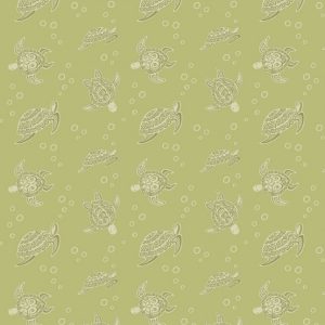 Lewis & Irene Fabrics Island Girl Turtle on Light Lime