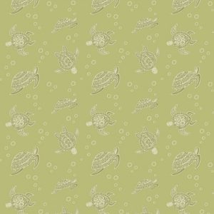 Lewis & Irene Fabrics Island Girl Turtle on Light Lime