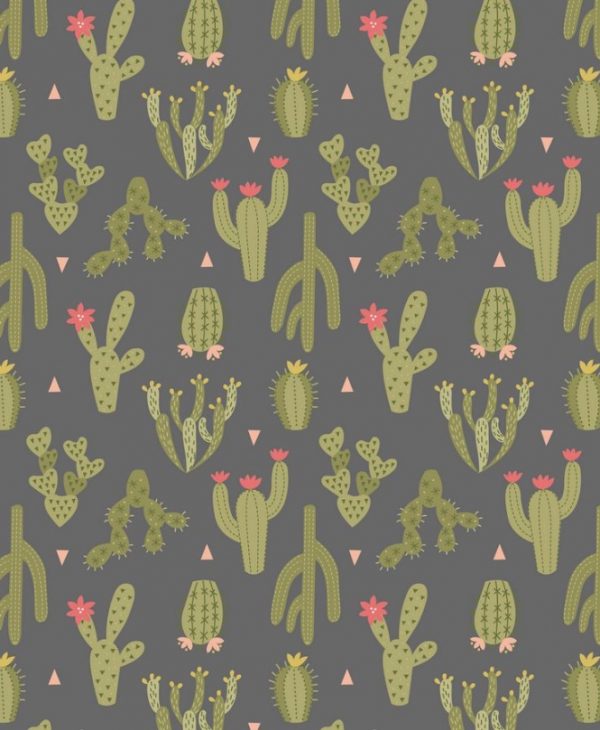 Lewis & Irene Fabrics Paracas Green Cactus on Dark