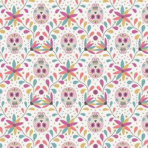 Lewis & Irene Fabrics Paracas White Skulls