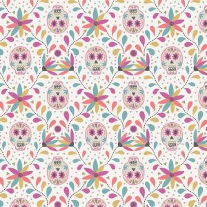 Lewis & Irene Fabrics Paracas White Skulls