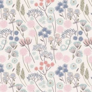 Lewis & Irene Fabrics Make Another Wish Hedgerow Flowers on White