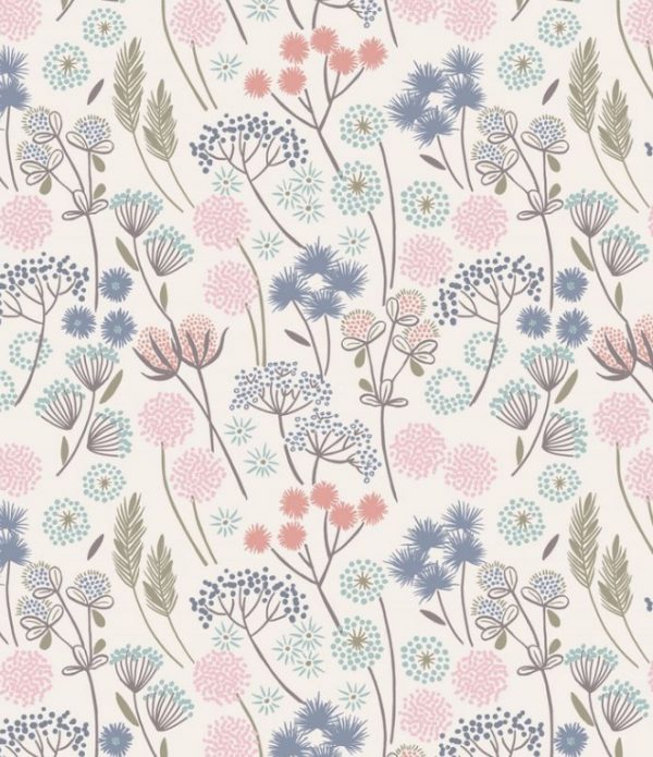 Lewis & Irene Fabrics Make Another Wish Hedgerow Flowers on White