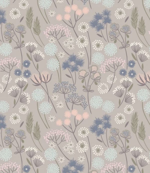 Lewis & Irene Fabrics Make Another Wish Hedgerow Flowers on Natural