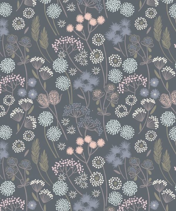 Lewis & Irene Fabrics Make Another Wish Hedgerow Flowers on Grey