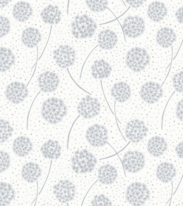 Lewis & Irene Fabrics Make Another Wish Silver Dandelions