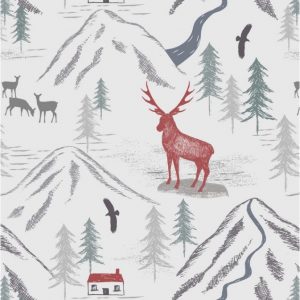 Lewis & Irene Fabrics The Glen Royal Stag on Snow