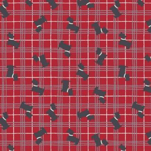 Lewis & Irene Fabrics The Glen Scottie on Red