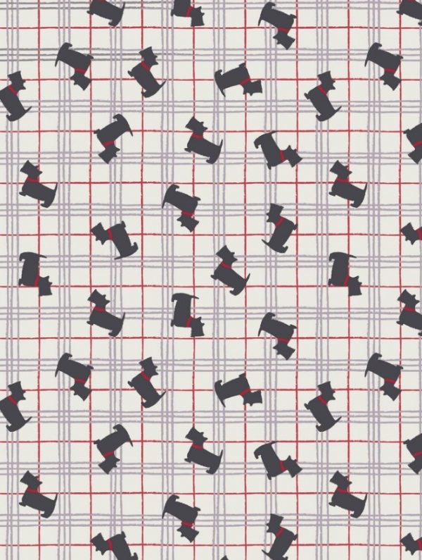 Lewis & Irene Fabrics The Glen Scottie on Snow