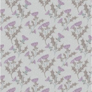 Lewis & Irene Fabrics The Glen Thistle on Light Grey