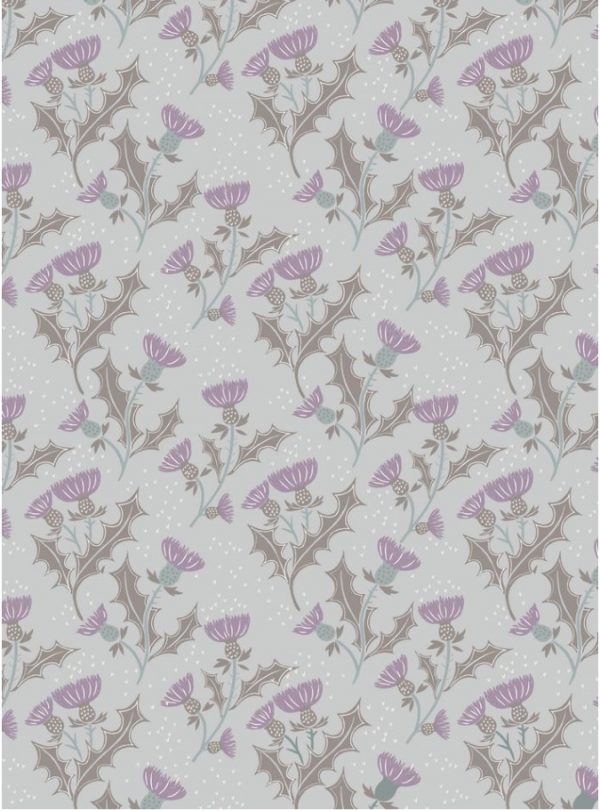 Lewis & Irene Fabrics The Glen Thistle on Light Grey