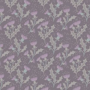 Lewis & Irene Fabrics The Glen Thistle on Warm Grey