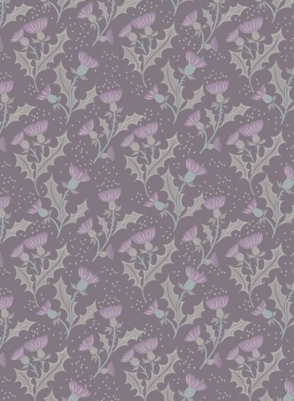 Lewis & Irene Fabrics The Glen Thistle on Warm Grey