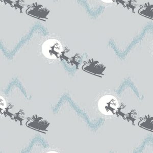 Lewis & Irene Fabrics Northern Lights Santa's Sleigh Silver