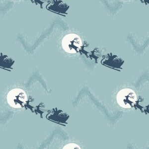 Lewis & Irene Fabrics Northern Lights Santa's Sleigh Icy Blue