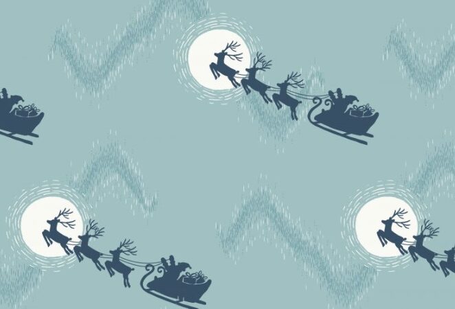 Lewis & Irene Northern Lights Santa’s Sleigh Icy Blue
