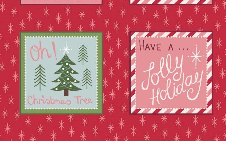 Lewis & Irene North Pole Santa Squares on Red