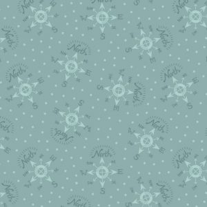 Lewis & Irene Fabrics North Pole Compass on Icy Blue