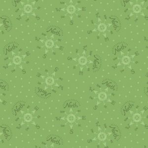 Lewis & Irene Fabrics North Pole Compass on Elf Green