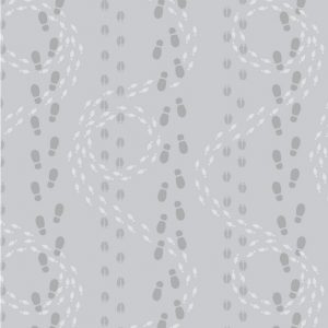 Lewis & Irene Fabrics North Pole Elf Prints on Icy Silver