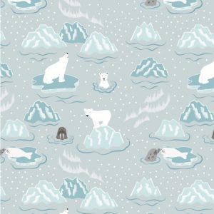 Lewis & Irene Fabrics Northern Lights Walrus & Friends