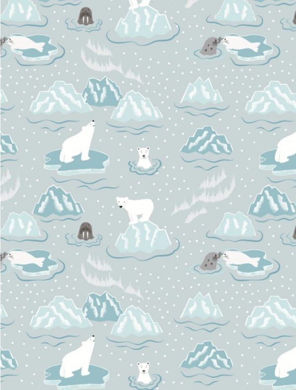Lewis & Irene Fabrics Northern Lights Walrus & Friends