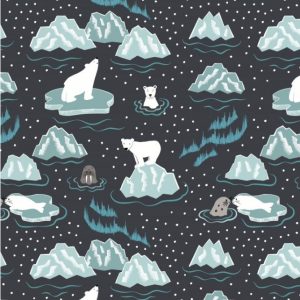 Lewis & Irene Fabrics Northern Lights Midnight Walrus