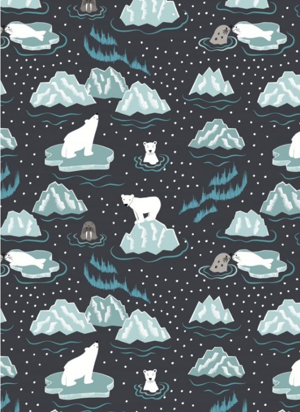 Lewis & Irene Fabrics Northern Lights Midnight Walrus