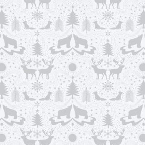 Lewis & Irene Fabrics Northern Lights Arctic Animals on White
