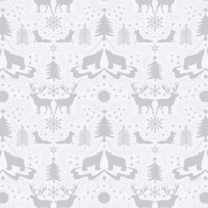 Lewis & Irene Fabrics Northern Lights Arctic Animals on White