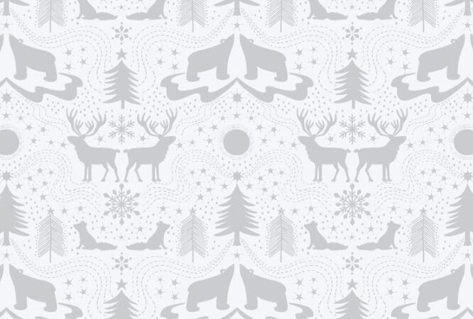 Lewis & Irene Northern Lights Arctic Animals on White