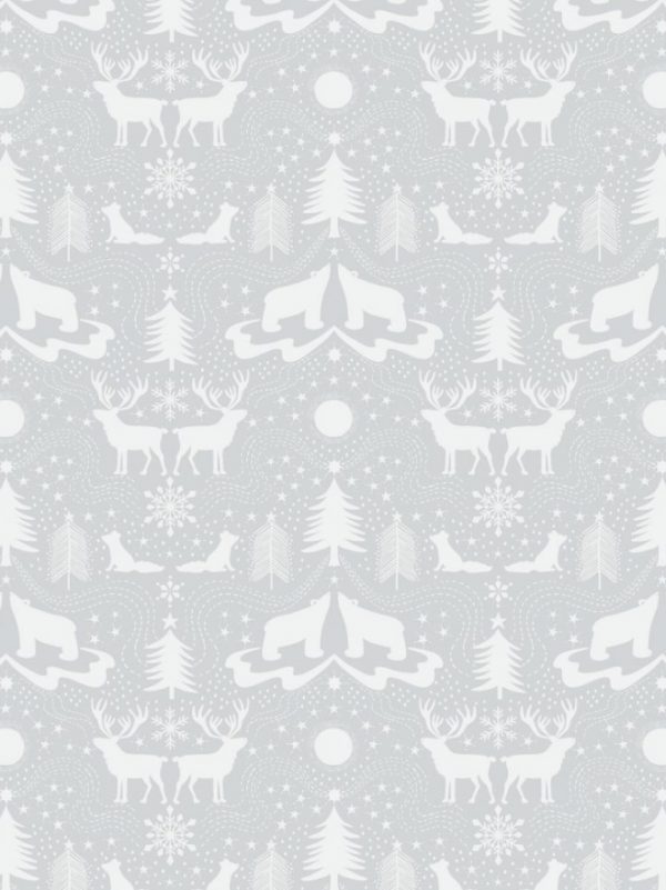 Lewis & Irene Fabrics Northern Lights Arctic Animals on Silver