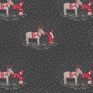Lewis & Irene Fabrics When I Met Santa's Reindeer on Dark Grey