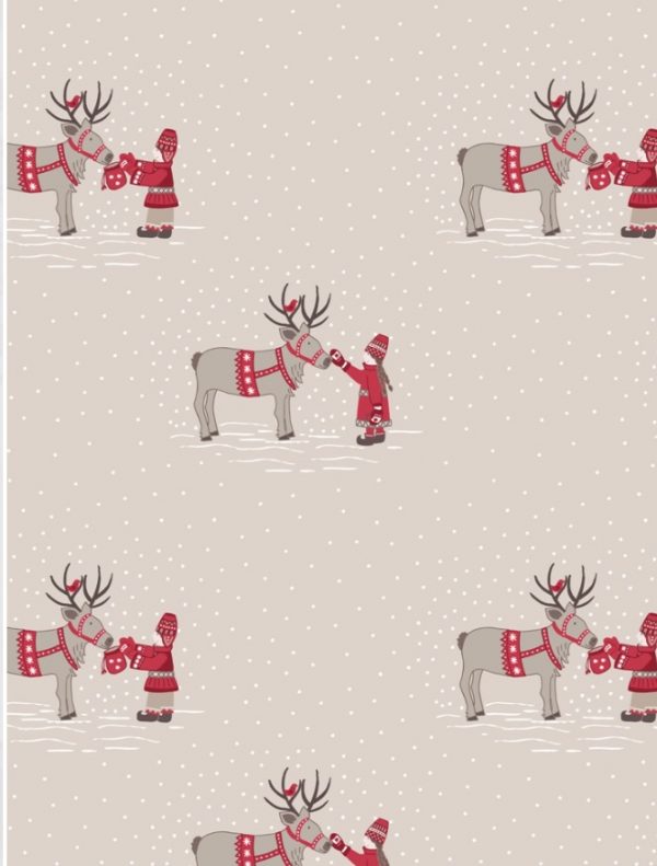 Lewis & Irene Fabrics When I Met Santa's Reindeer on Natural