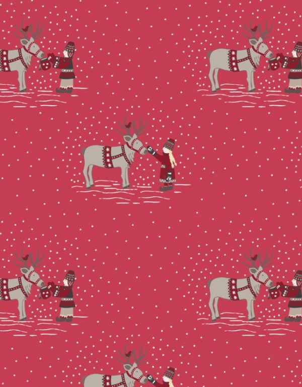 Lewis & Irene Fabrics When I Met Santa's Reindeer in Red