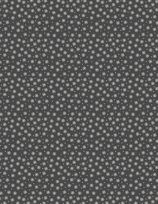 Lewis & Irene Fabrics When I Met Santa's Reindeer Tiny White Snowflakes on Dark Grey