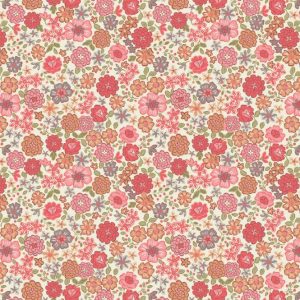 Lewis & Irene Fabrics Flo's Little Flowers Red & Orange Blooms