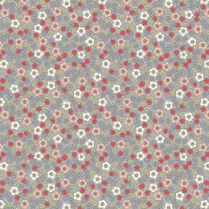Lewis & Irene Fabrics Flo's Little Flowers Ditzy Floral on Grey
