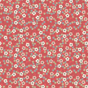 Lewis & Irene Fabrics Flo's Little Flowers Ditzy on Red