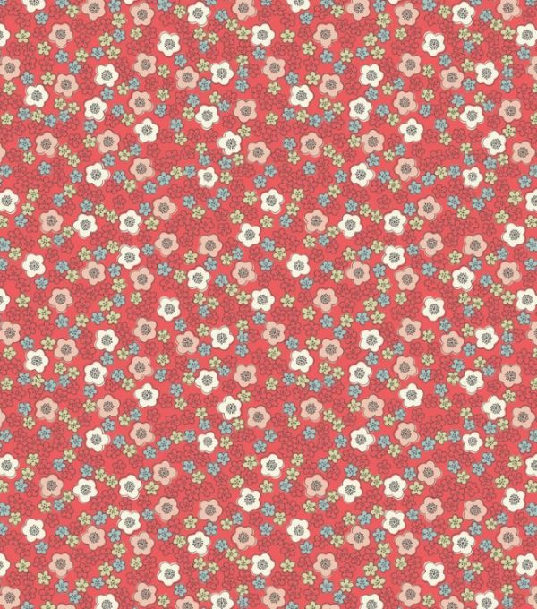 Lewis & Irene Fabrics Flo's Little Flowers Ditzy on Red