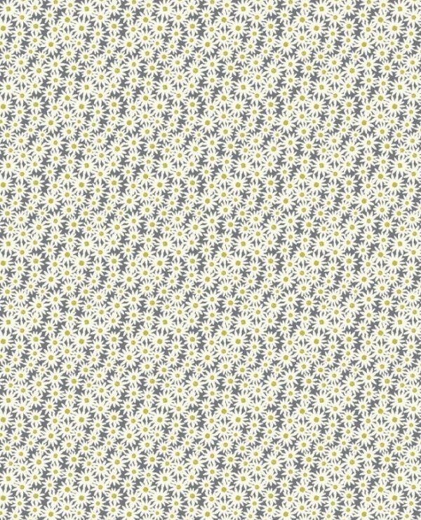 Lewis & Irene Fabrics Flo's Little Flowers Daisies on Dark Grey
