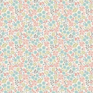 Lewis & Irene Fabrics Flo's Little Flowers Floral Leaves Orange