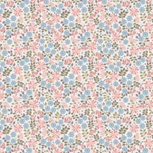 Lewis & Irene Fabrics Flo's Little Flowers Floral Leaves in Pink & Blue