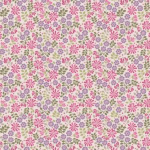 Lewis & Irene Fabrics Flo's Little Flowers-Floral Leaves in Pink