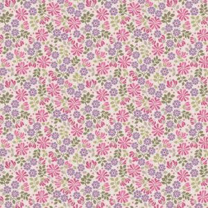 Lewis & Irene Fabrics Flo's Little Flowers-Floral Leaves in Pink