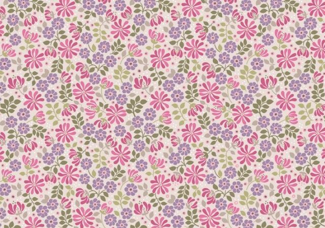 Lewis & Irene Flo’s Little Flowers Floral Leaves Pink