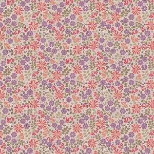 Lewis & Irene Fabrics Flo's Little Flowers Floral Leaves on a Tea Background