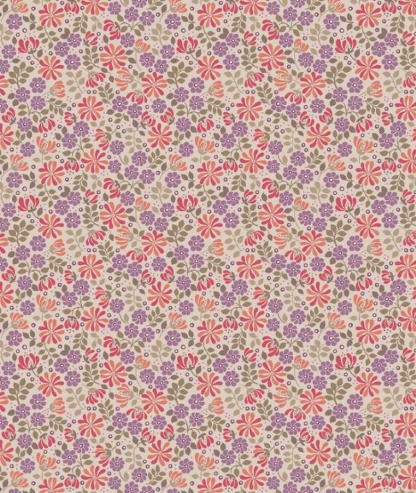 Lewis & Irene Fabrics Flo's Little Flowers Floral Leaves on a Tea Background