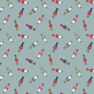 Lewis & Irene Fabrics Small Things at Christmas Soldiers on Icy Blue